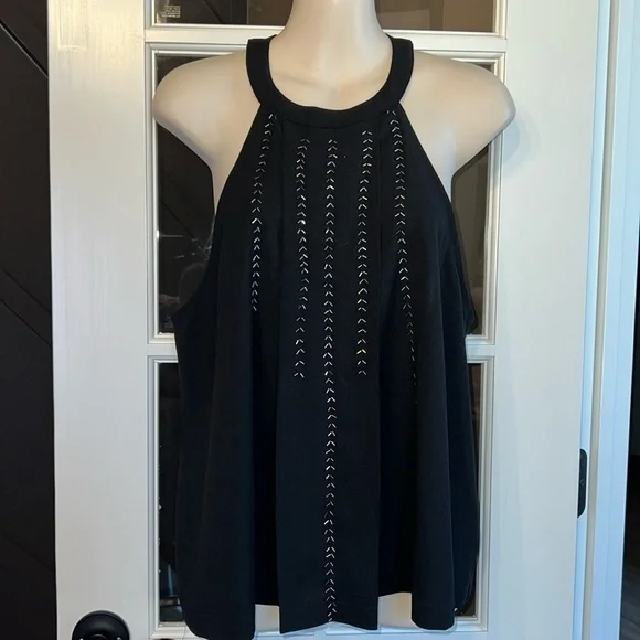 PAPER CRANE Beaded Black Top Size Medium‎ NWT