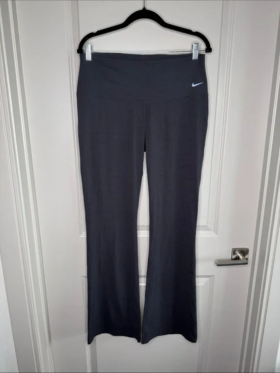 Nike Black Flared Performance Leggings with White Swoosh