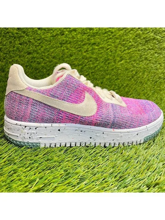 Nike Air Force 1 Crater Flyknit Womens Size 7 Pink Beige Athletic Shoes Sneakers