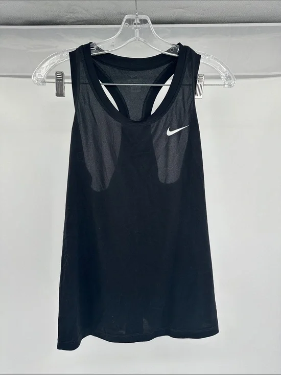 Nike Black Racerback Tank Top with White Swoosh