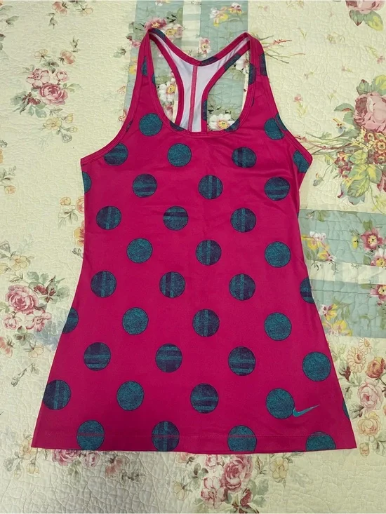 Nike Magenta Racerback Tank Top with Teal Polka Dots