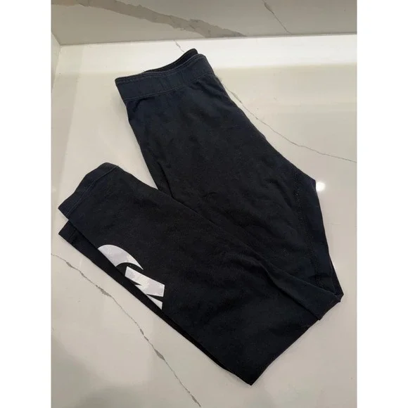 Nike Leggings Black Cotton Spandex Slim Fit Athleisure XS 3/4 length