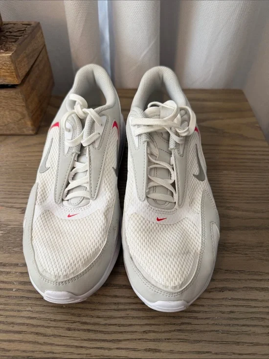 Nike air max- White and Light Gray Sneakers with Red Details