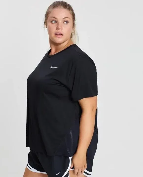Nike Miler Running T-Shirt Dri-FIT Black Reflective women's 2X NEW