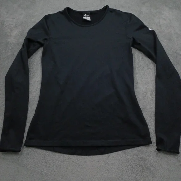 Nike Top Womens Medium Black Pro Dri Fit Activewear Gym Training Long Sleeve