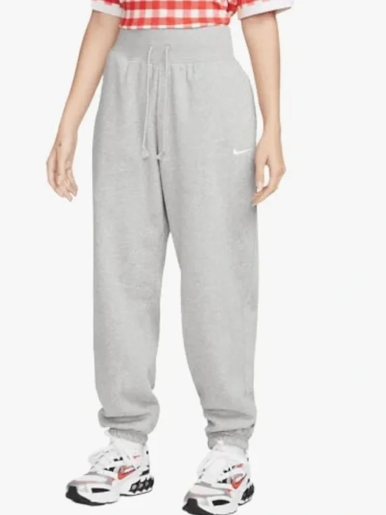 Nike Light Gray High-Waist Fleece Joggers women’s size XS pre owned heather gray