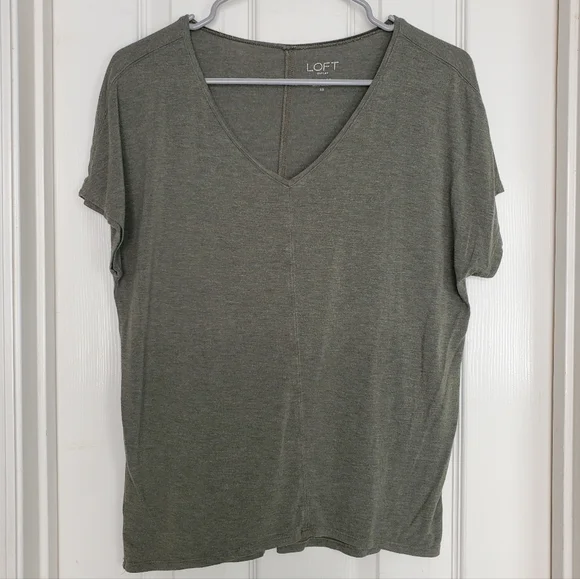 Loft Lounge Short Dolman Sleeve Tee Olive Green Oversized Top Lightweight  SZ:XS