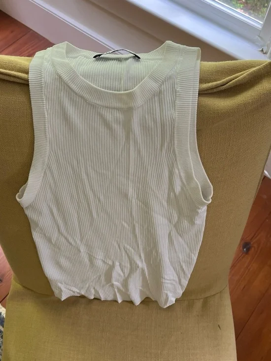 Zara Ribbed Tank Top in Off-White