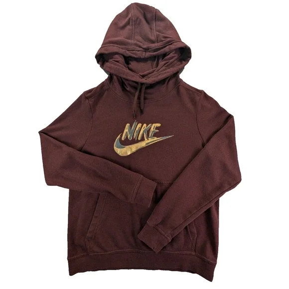Nike Hoodie Women's Small Maroon Pullover Sweatshirt Funnel Neck Sportswear