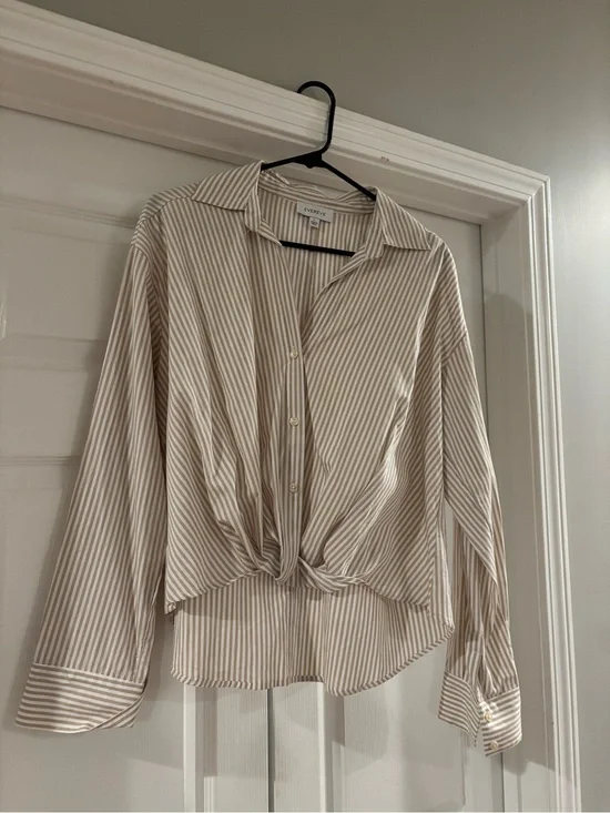 Evereve Mock-Tie-Front Button Shirt