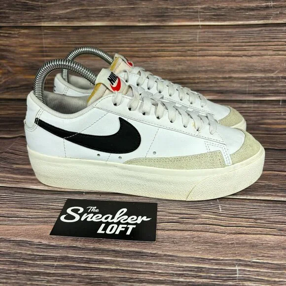 Nike‎ Blazer Low Platform Women's White Black Casual Lace Up Sneakers Size 6.5