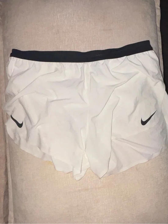 Nike White Athletic Shorts with Black Waistband