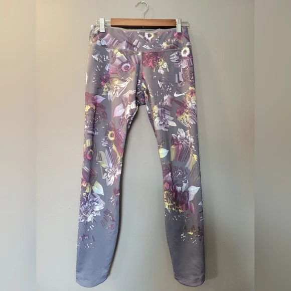 Nike Epic Luxe Dri Fit Floral Running Leggings 7/8 Length Womens Size S