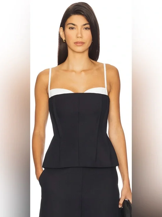 SIMKHAI Charlee Bustier Top in Black and White