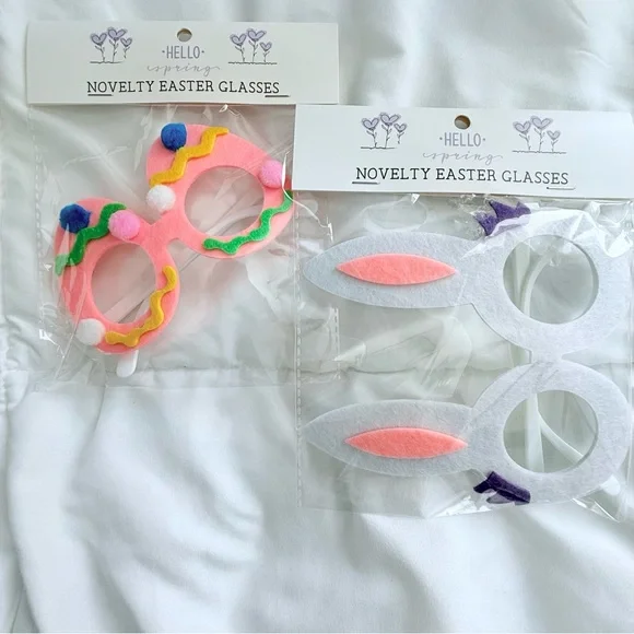 Novelty Easter Glasses Set - Pink and White