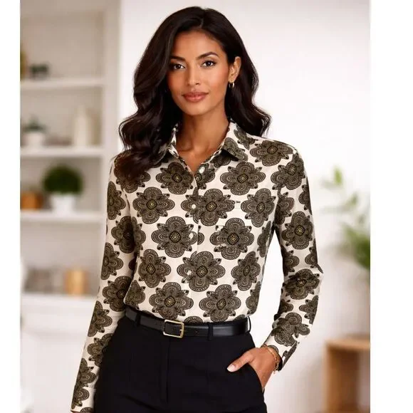 Jones New York Bold Patterned Stretch Blouse - Size XL - EUC