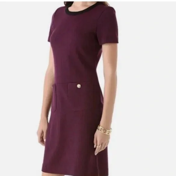Tory Burch Anthea Burgundy Wool Shift Dress