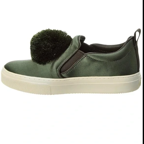 TORY BURCH Daphne Pom Pom Satin Luxe Platform Sneakers Size 6