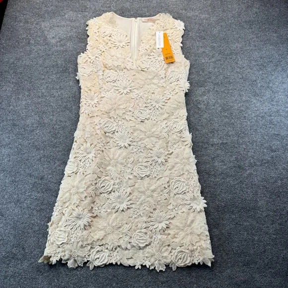 Tory Burch Merida Dress Ivory Floral Embroidered Lace Size 10 NWT $795