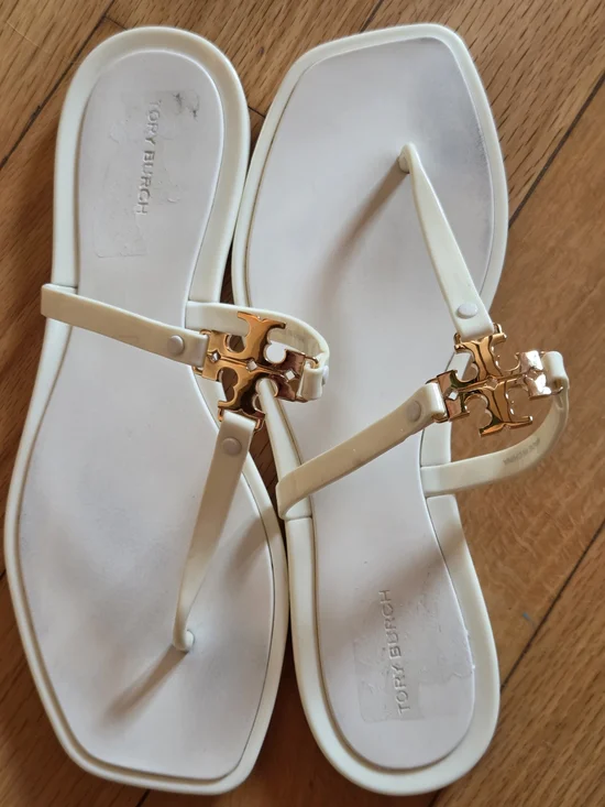 Tory Burch Cream With Gold Logo Hardware