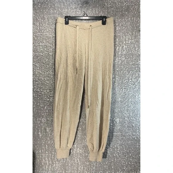 Tory Burch Cashmere Jogger Pants M Tan, Brown Preppy Loungewer Preppy READ