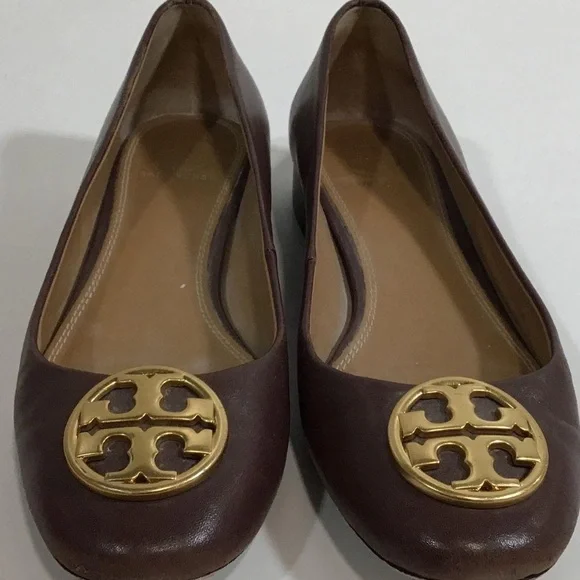 Women’s Tory Burch Chelsea 25mm Brown Leather Ballet Flats Size 6.5M