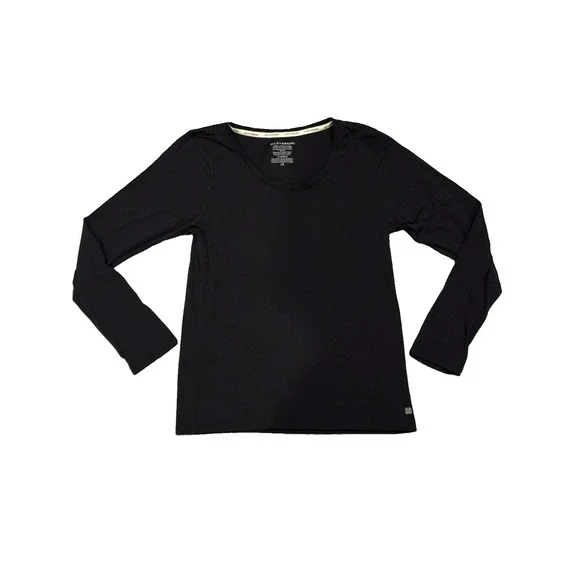 Lucky Brand Womens Large Black Long Sleeve Scoop Neck Stretch Modal Tee Top