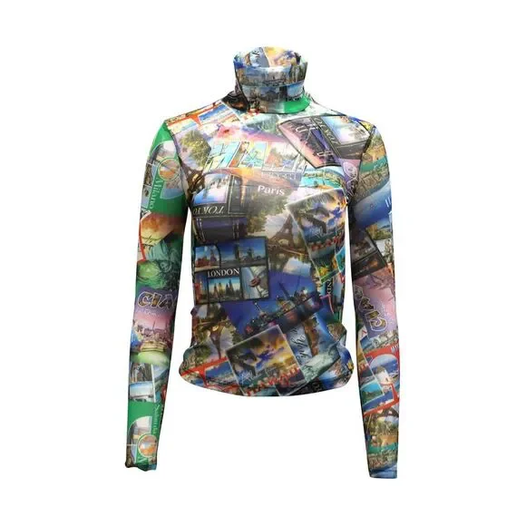 Balenciaga Postcard Turtleneck in Multicolor Polyamide