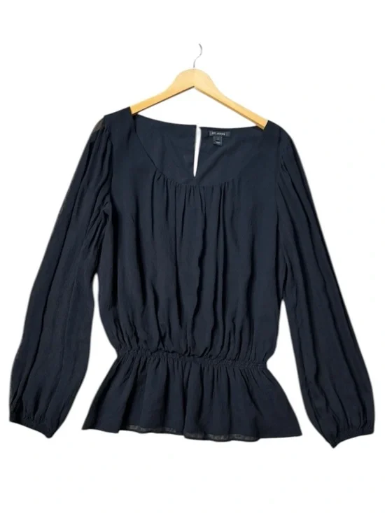 St. John Silk Peplum Long Sleeve Blouse size 12