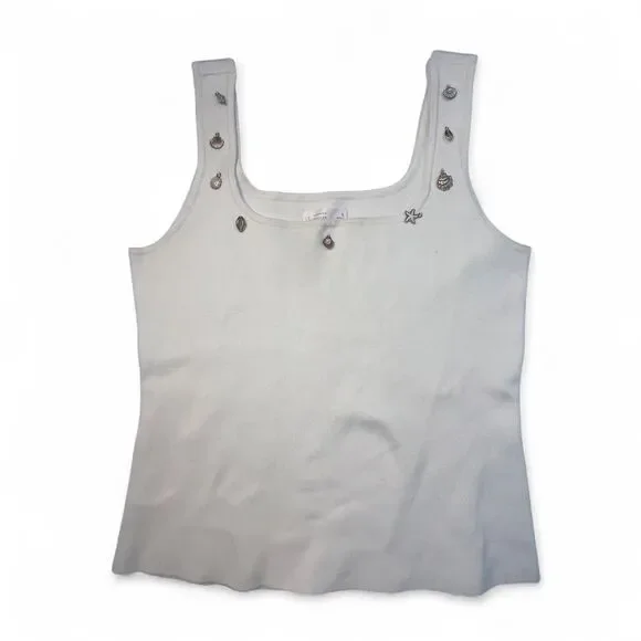 Lauren Conrad Cream Tank Top Gold Starfish & Shell Women’s S Nautical