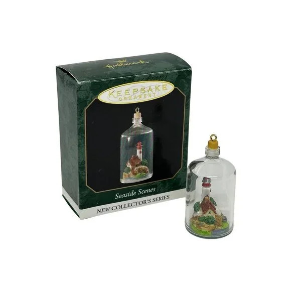 Vintage Hallmark 90s Keepsake Mini Seaside Scenes Lighthouse Ornament Boxed 1.5