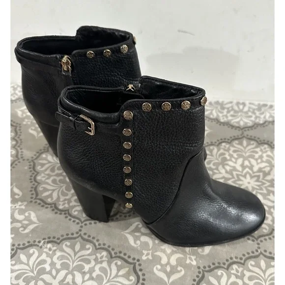 Tory Burch Black Leather Mae Ankle Booties Size 9.5