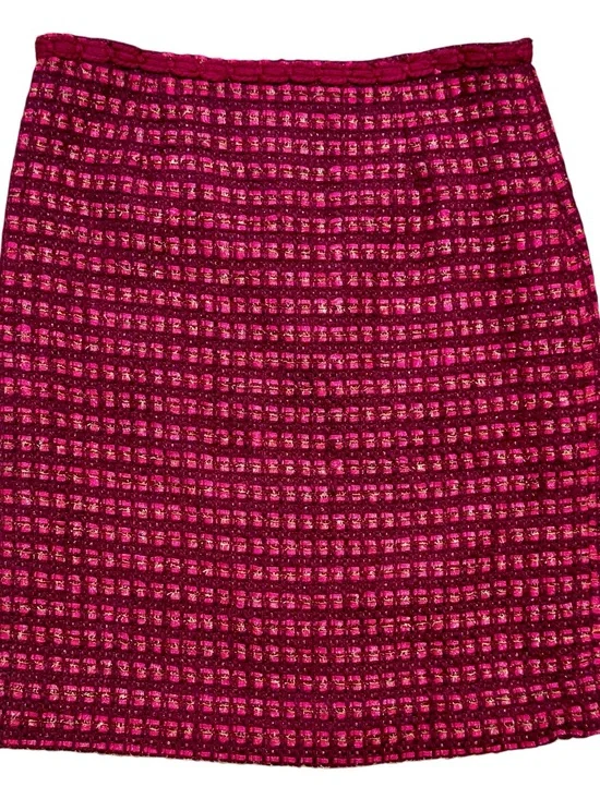 Tory Burch Tweed Pencil Skirt Burgundy Pink - 6