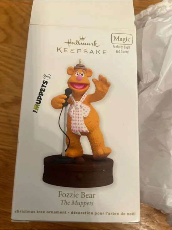 Hallmark Keepsake Fozzie Bear Ornament in Orange with Pink Accent