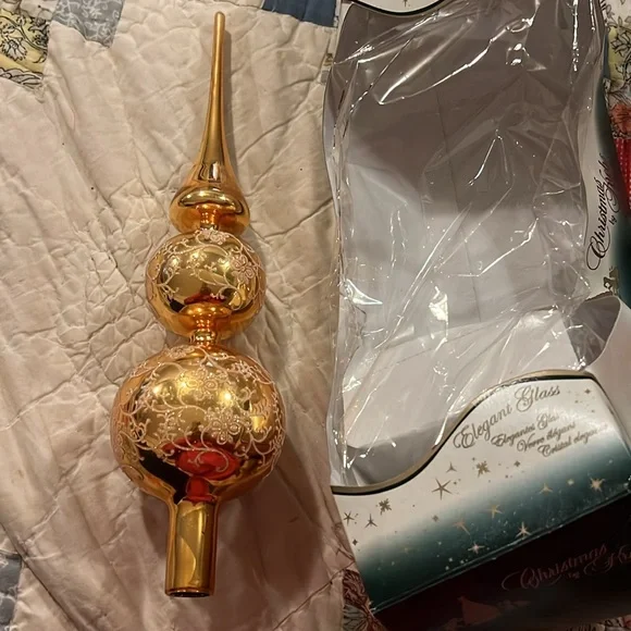 13” Glass & mica Christmas Tree Topper ornament