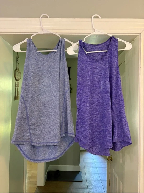 Women’s Sleeveless High-Low Tank Top - Purple and Light Purple