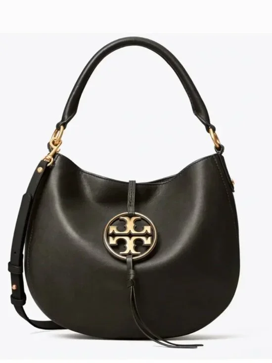 Tory Burch Miller Mini Hobo Satchel | Black Leather Crossbody Shoulder Bag