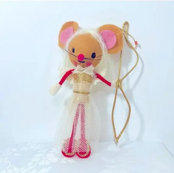 Handmade Vtg 50s Christmas Ornament Felt Pixie Mouse Japan MCM Mid-Century