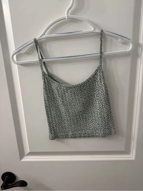 brandy Green Floral Spaghetti Strap Crop Top