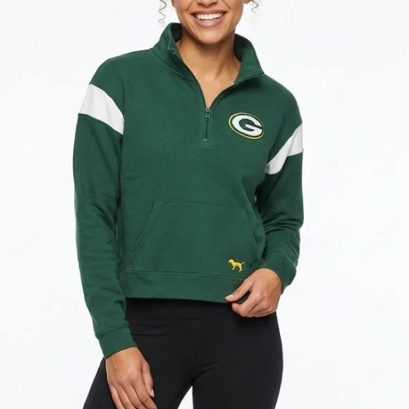 PINK Victoria’s Secret‎ Green Bay Packers Quarter Zip Pullover Women’s Small NFL