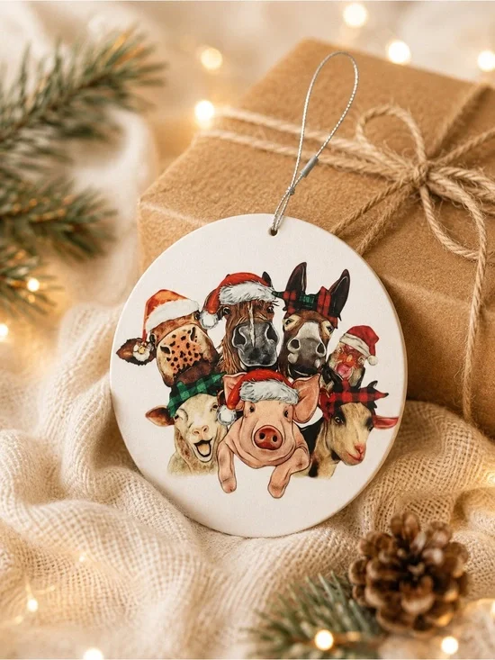 Farm Animal Christmas Ornament - Cute Holiday Characters