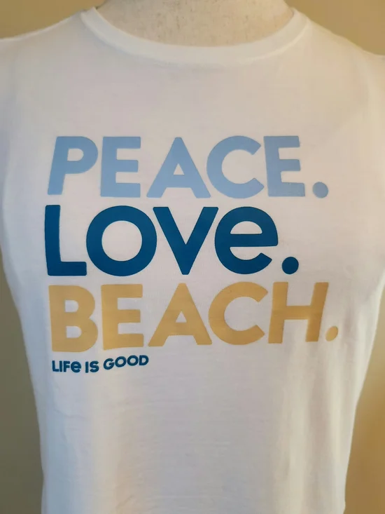 Life is Good Womens Crew Neck Med White 