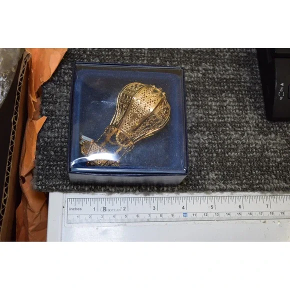 Vintage 1998 THE CITADEL Gift Shop Brass Hot Air Balloon Christmas Ornament NCAA