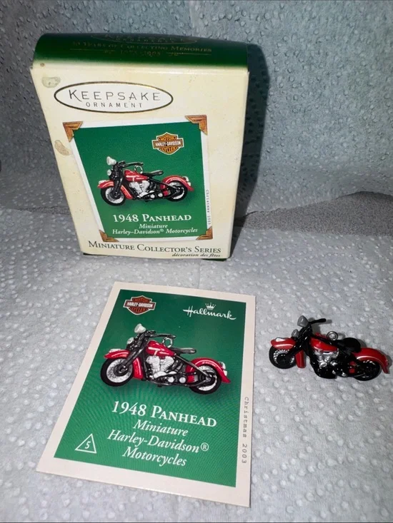 Hallmark Harley-davidson miniature ornament 1948 Panhead 2003 NIB VTG