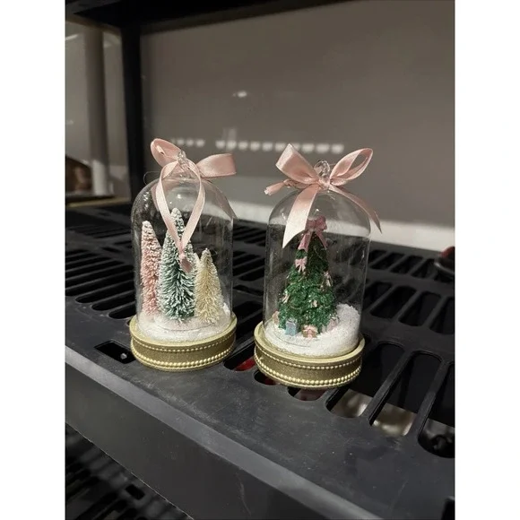 Cupcakes & Cashmere Snow Globe Pink Christmas Tree Ornaments  - READ