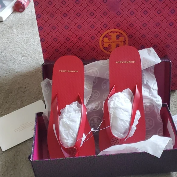 Tory birch flip flops red two other colors as shown so comfy lowered