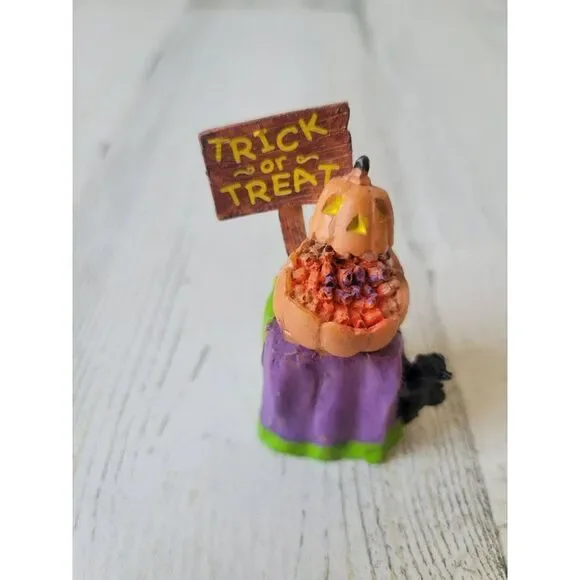 Lemax pumpkin trick treat bowl cat table‎ Halloween figurine accessory