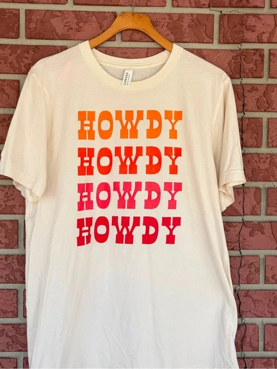 Bella Canvas Cream Tee with Orange-Pink Gradient 