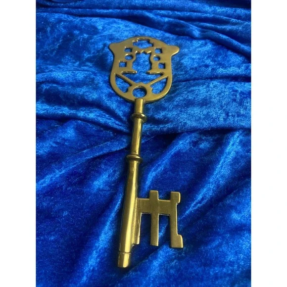 Trifari Large Vintage Brass Key 9‎ Inches Collectible Paperweight Decor Holiday