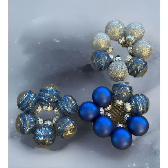 Set of 20 Feather Christmas Tree Hanging Ornaments Blue Clear‎ Silver 2